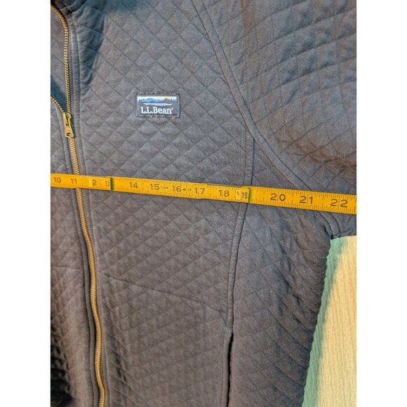 LL Bean Quilted Sweatshirt Men Medium Navy Blue Full Zip Traditional Fit Pockets - Picture 5 of 6